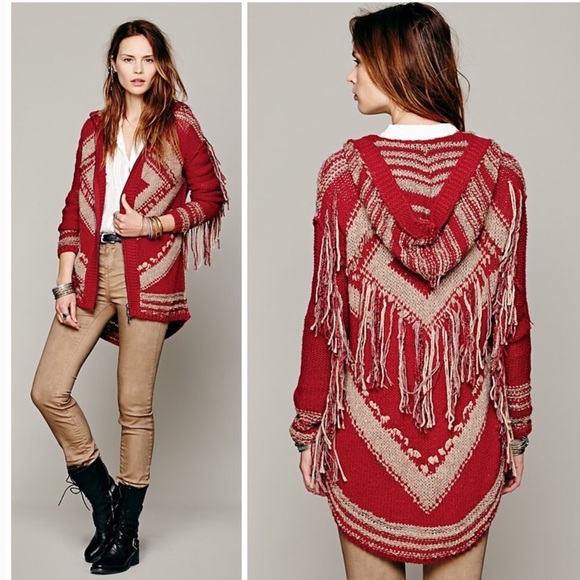 Free People Sweaters - Free People Show Me the Way Fringe Hood Cardigan